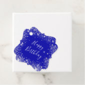 Birthday royal blue zilverglitter monogram bedankjes labels (In situ)