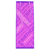 Birthday roze paarse douanenaam wijn cadeautas (Voorkant)
