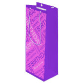 Birthday roze paarse douanenaam wijn cadeautas (Voorkant Gekanteld)