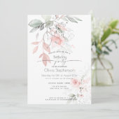 Birthday |  roze Roos Kaart (Staand voorkant)