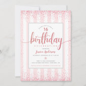 Birthday roze roze rozen goud glitter script aange kaart (Voorkant)