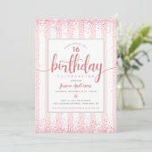 Birthday roze roze rozen goud glitter script aange kaart (Staand voorkant)