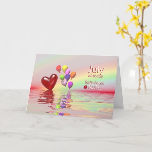 Birthday Ruby Heart Kaart (Gele Bloem)