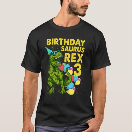 Birthday Saurus Rex 3 jaar oud Dinosaur T Rex 3rd T-shirt (Voorkant)