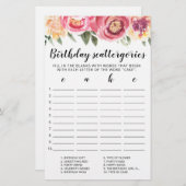 Birthday Scattergories editable game (Voorkant / Achterkant)