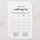 Birthday Scattergories editable game (Voorkant / Achterkant)