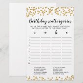 Birthday Scattergories editable game (Voorkant / Achterkant)