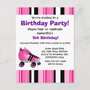 Birthday-Schaats met warmroze roze roze band - roz Kaart