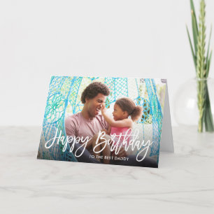 Birthday Script Overlay Photo Card voor papa Kaart