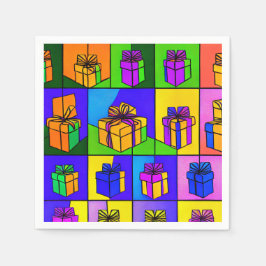 Birthday-servetten met cadeaudesign servet