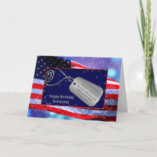 BIRTHDAY/SERVICEMAN US FLAG-DOG/LABELS - BIBEL VER KAART