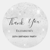 Birthday Silglitter Naam Bedankt Ronde Sticker (Voorkant)