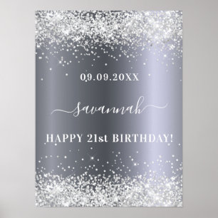Birthday Silglitter Name party Welkom Poster