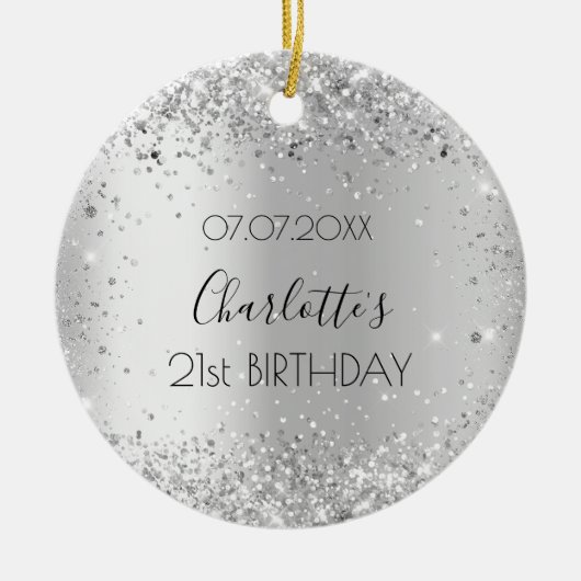 Birthday Silglitter vrienden kerstmis Keramisch Ornament (Voorkant)