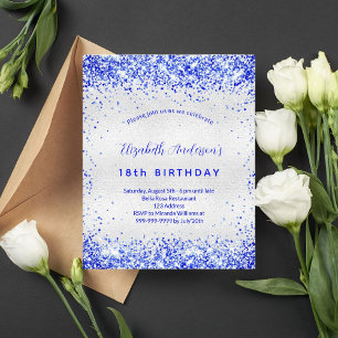 Birthday Silroyal blauwe budgetuitnodiging Flyer
