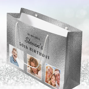 Birthday Silver Collage name Groot Cadeauzakje