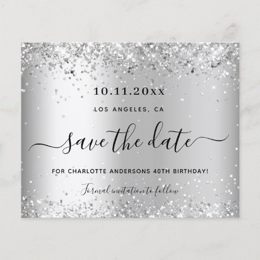 Birthday Silver Glitter-budget behalve datum Flyer (Voorkant)