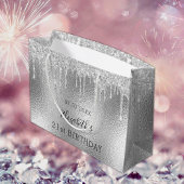 Birthday Silver Glitter druppelt naam op Groot Cadeauzakje