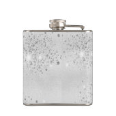 Birthday Silver Glitter Fotocollage naam Heupfles (Achterkant)