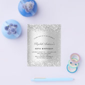 Birthday Silver Glitter speurt budgetuitnodiging Flyer (Enkel)