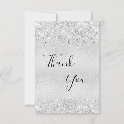Birthday Silver Glitter-stof bedankt (Voorkant)