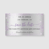 Birthday Silver paars behalve de datum magneet (Voorkant)