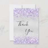 Birthday Silver paarse glitterstof bedankt (Voorkant)