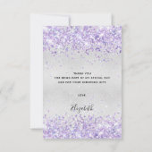 Birthday Silver paarse glitterstof bedankt (Achterkant)