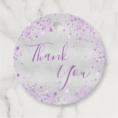 Birthday Silver paarse glitterstof bedankt Bedankjes Labels (Voorkant)