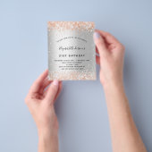 Birthday Silver roos Gold-uitnodiging Flyer (Hand)