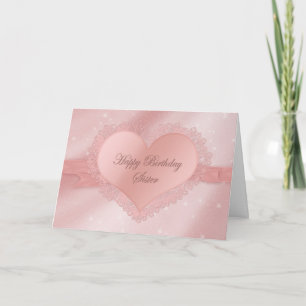 Birthday, Sister - Dainty Delicate Heart, Lace Kaart