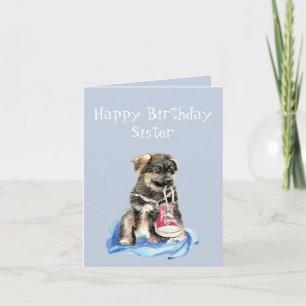 Birthday Sister Runner Puppy Running Shoe Dog Kaart