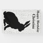 Birthday Sitting Rabbit Black Silhouette Stippen Spandoek (Horizontaal)