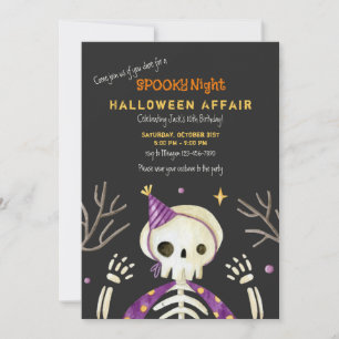 Birthday Skeleton Halloween Party Kaart