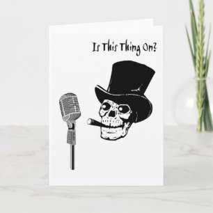 Birthday Skull in Top Hat met microfoon Kaart