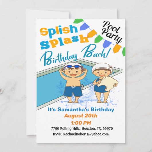 Birthday Slash Birthday Pool in kind Kaart (Voorkant)