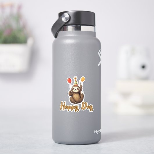 Birthday Sloth Celebration  Sticker (HydroFlask)