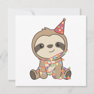 Birthday Sloth for Children a Birthday Holiday Car Feestdagenkaart