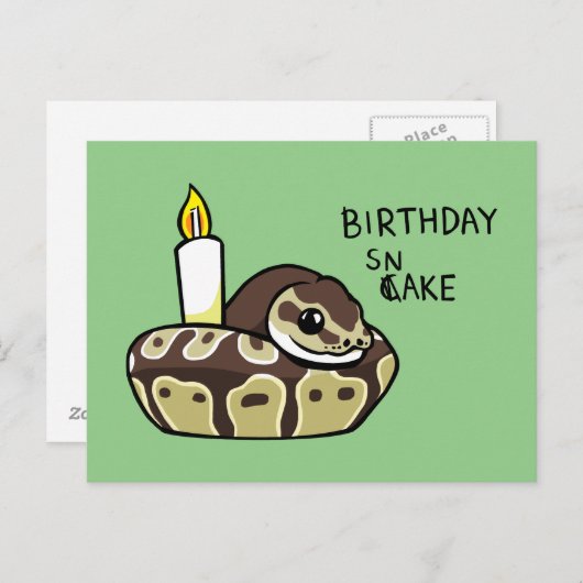 Birthday Snake Cute Ball Python Drawing Postcard Briefkaart (Voorkant / Achterkant)