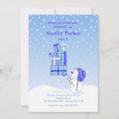 Birthday Snowman Blue Invitation Kaart (Voorkant)