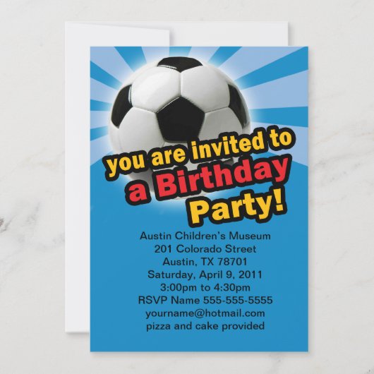 Birthday Soccer Uitnodiging (Voorkant)