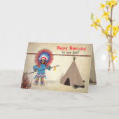 Birthday Son- Indiaan met tepee-vuurkaart Kaart (Gele Bloem)