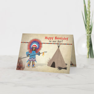 Birthday  Son- Native Indian with tepee - Fun Card Kaart