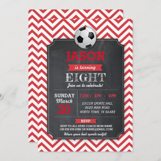 Birthday Sport Red Football Kaart (Voorkant / Achterkant)