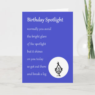 Birthday Spotlight - een grappig verjaardagsgedich Kaart