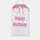 Birthday Sprinkles op roze ijsvorming Cadeaulabel (Voorkant)