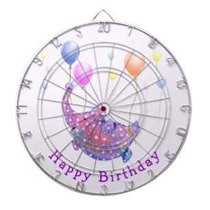 Birthday Starry Elephant Flying Colorful Balloons Dartbord
