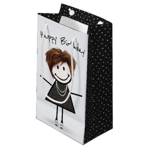 Birthday Stick Figuur Girl in Sneakers Klein Cadeauzakje