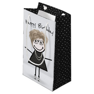 Birthday Stick Figuur Girl in Sneakers Klein Cadeauzakje
