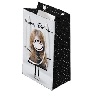 Birthday Stick Figuur Girl in Sneakers Klein Cadeauzakje
